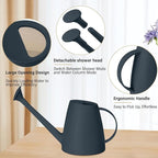 Watering Can - for Indoor and Outdoor House Plant Garden - with Long Spout - 1/2 Gallon - Grey