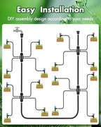 95.5FT Drip Irrigation System Kits - Automatic Garden Watering Sprinkler with 1/2 & 1/4 inch Tubing Hose Patio Misting Plant Irrigation Water Equipment Quick Connector for Greenhouse Flower Beds Lawn
