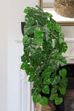 Large Fake Hanging Plants in Pot with Hook, 37" Artificial Hanging Monstera Leaves Vines Plants, Fake Potted Greenery Plant for Room Wall Living Room Bathroom Kitchen, Faux Ivy Houseplants for Shelf