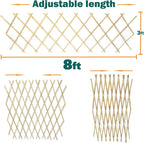 Bamboo Trellis 36x92 Inch, Expandable Fence 3ft by 8ft, Outside Lattice Fence, Reusable Decorative Fence for Climbing Plants Support or Outdoor Yard