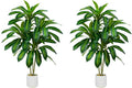 2 Pack Artificial Dracaena Tree-4FT Fake Plants with White Planter-Artificial Plants Indoor Floor Plant in Pot-Tropical Fake Yucca Potted Tree for Home Office Living Room Decor