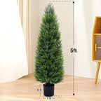 2Pack 5ft Outdoor Artificial Cedar Topiary Trees, All-Weather Faux Pine for Home Porch Entryway Decor