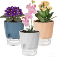 Self Watering Plant Pots 6 Inch, 3 Pack Plastic Indoor Planters with Wick Rope and Reservoir, Decorative Flower Pots for Spider Plant, Orchid, African Violet, Home Office Decor (White, Pink, Blue)