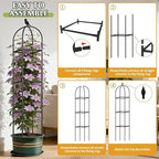 Square Tomato Cages for Garden, 6.2 FT Cucumber Trellis for Flowers, Grape, Pea, Rose, Bean, Rustproof Plastic Coated Metal Plant Support for Potted Plants Indoor Outdoor- 1PC Obelisk Trellis