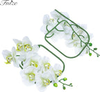 Fnize Faux Orchid Stems Real Touch Artificial Phalaenopsis Flowers Latex Petals 38 Inches 2pcs (Green White)