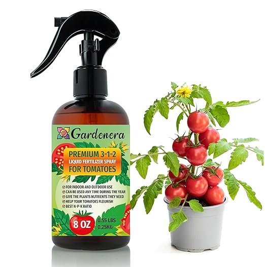 Gardenera Professional Tomato Spray Fertilizer Mist for Home Gardening | 3-1-2 Gentle Blend Mist for Healthy Leaves & Growth | Essential Nutrients for Tomatoes - 8oz
