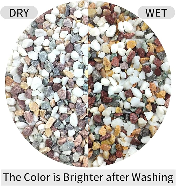 FANTIAN 2 lbs Natural Mixed Color Pea Gravel Pebbles, 3/8 inch Decorative Rocks for Succulents, Pebbles for Indoor Plants, Vases, Aquarium Gravel, Top Dressing, Outdoor Decorative Stones