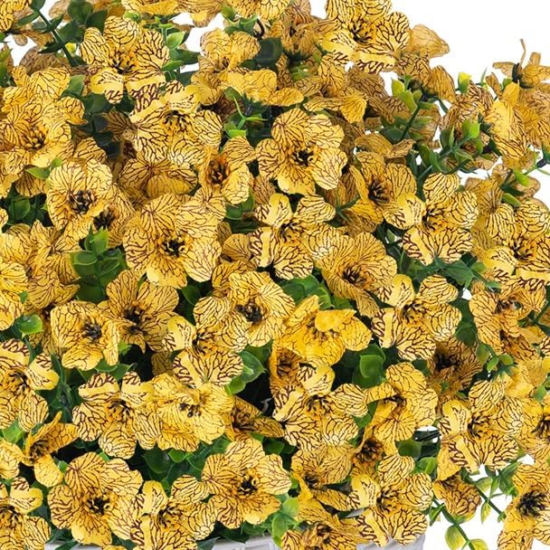 HyeFlora Artificial Faux Fall Hanging Mums Plants Flowers Basket for Outdoor Outside, Autumn Fake Silk Yellow Daisy UV Resistant Realistic for Porch Patio Balcony Home Yard Decoration