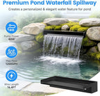 POPOSOAP 24 Inch Pond Waterfall Spillway Kit, RGB Multi-Color LED Lights Pond Waterfall with 1200GPH Pond Pump & 304 Stainless Steel, APP/Remote Control for Pond Garden Fish Tank Water Features-P46DC