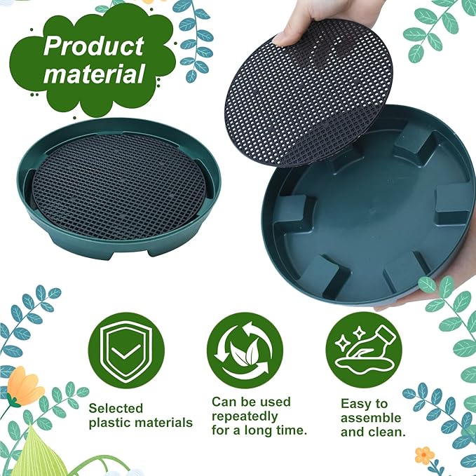 Wenfan 10 Set Invisble Hanging Basket Insert 7”Hang Basket Drip Pan 3-in-1 Plant Saucers Trays Plastic Water Catcher Tray Self Watering Planter Insert Plant Auto Watering Devices for Hanging Basket