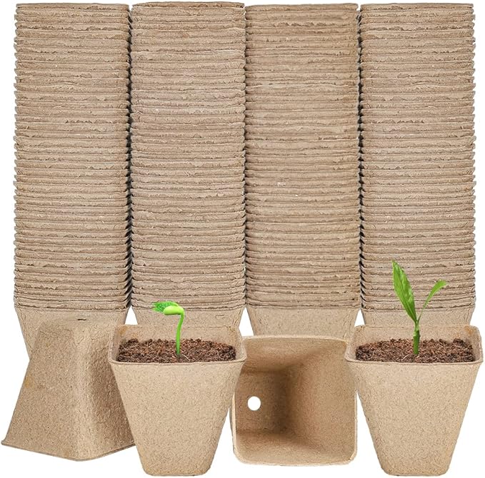 YESIACE 126 Packs Square Peat Pots, 3.15 Inch Seed Starting Pots with Drainage Holes Square Nursery Pot,Biodegradable Eco-Friendly Round Plant Seed Starter Peat Germination Seedling Trays