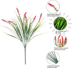 HyeFlora Artificial Fake Flowers Outdoor Plants for Summer Decoration,10 Bundles Faux Plastic Tall Monkey Grass Greenery UV Resistant Realistic Lavender for Home Planter Window Porch Garden-Red