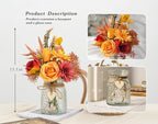 Artificial Flowers with Vase, Faux Silk Flowers Arrangement in Vase, Rustic Home Office Decorations, Farmhouse Dining Table Decor, Coffee Table Centerpiece, Fall Table Plant Decor