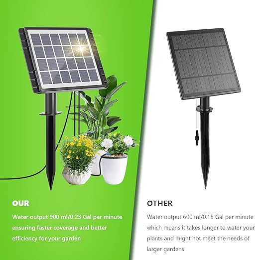 49FT Solar Drip Irrigation Kit with Digital Screen, Auto Watering Kit for 15 Pots, Solar-Powered Plant Watering,434 Timer Modes, 900ml/min Flow Indoor/Outdoor Garden, Balcony & Patio Irrigation System