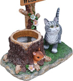 Animal Outdoor Statue Planter Solar Light Welcome Garden Sculpture Resin Flower Pot Decorative Porch Patio Yard Lawn Entryway Figurine with LED Lamp Rustic Plant Holder Ornament Courtyard (C)