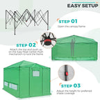 EAGLE PEAK 12x8 Portable Walk in Greenhouse, Pop Up Indoor Outdoor Greenhouse, Green House Kit with Zippered Roll-Up Doors, Windows + Support Pole, PE Cover, Clear/Green