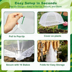4 Packs Mesh Plant Cover with 16 Ground Stakes, Pop-up Mesh Plant Cover for Outdoor, Reusable Mesh Plant Protector for Vegetables Seedlings and Herbs, Strawberry Plant Protector(17 x 17 Inch)