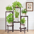 iDavosic.ly Plant Stand Indoor Outdoor, 6 Tier Corner Metal Flower Display Holder Shelf, Folding Tall Orchid Rack for Patio Balcony Porch Garden Living Room House, Violet Bronze