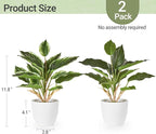 Mkono 2 Pack Fake Plants in Pot, 11" Potted Artificial Plants for Home Decor Indoor Faux Green Leaf Plant with Modern White Planter for Desk Shelf Office Room Decoration (Pothos)