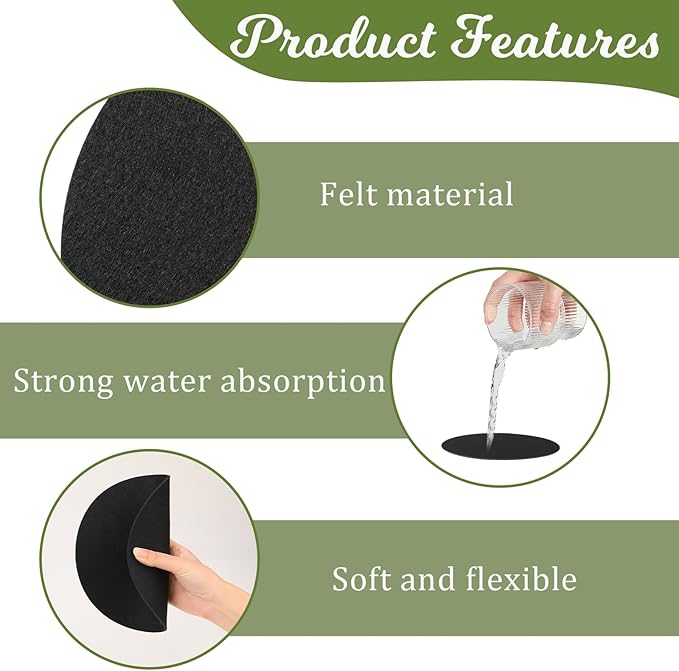 Plant Saucers for Indoors, 4 Pcs Round Fabric Plant Mat 4/6/8/10 Inch Plant Pot Saucers Felt Plant Water Catchers Tray Absorbent Plant Saucers for Indoor House Plants, Outdoor Pots, DIY Craft Supplies