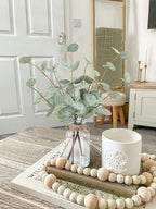 Artificial Eucalyptus Stems in Glass Vase with Faux Water, 13.5" Fake Plants for Home Decor, Coffee Table Centerpieces, Office, Bathroom & Farmhouse Weddings - Faux Greenery Plants Decorations