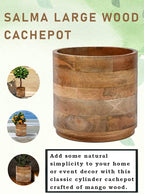 Serene Spaces Living Mango Wood Cachepot Set of 4, 9" Diameter & 8.5" Tall, Suitable for Indoor Potted Plants