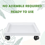 15.3 Inch Square Rolling Plant Caddy Saucer with Wheels, Heavy Duty Wheeled Planter Stand for Potted Plant, Coaster Roller Base Tray with Casters, Flower Pot Dolly Holder for Indoor Outdoor