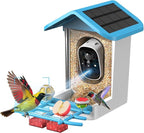 Bird Feeder with Camera, 2K Smart BirdCamera with Solar Powered, AI Identify Birds Species, Instant Arrival Alerts, 2.4Ghz WiFi Bird House for Outdoors, Ideal Gift for Family and Bird Lovers (Blue)
