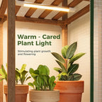 Bamworld Mini Greenhouse with Grow Light Plant Stand for Mutiple Pots Outdoor 2-Tierd Reusable Portable Warm House with PE Cover Compact Patio Boho Home Decor