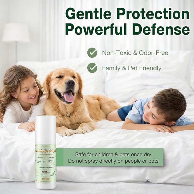 Bed Bug Spray Natural Travel Spray Child & Pet Safe - Plant Based Bed Bugs, Lice, Mite Treatment, Stain & Odor Free Control, Compact Travel Size for Hotels, Suitcase, Backpack, Shoes, 3oz, 1 Pack