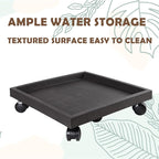 16.5 Inch Square Rolling Plant Caddy Saucer with Wheels, Heavy Duty Wheeled Planter Stand for Potted Plant, Coaster Roller Base Tray with Casters, Flower Pot Dolly Holder for Indoor Outdoor