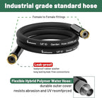 Short Garden Hose 5 ft x 5/8" Female to Female, Heavy Duty Small Water Hose Extender Connector, Leak-Free Connections Hybrid Rubber Leader Hose with 3/4" Double GHT Fittings, Black