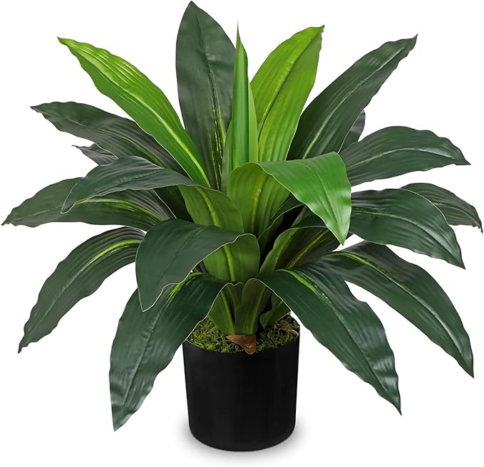 GnFlus Faux Plants 17'' Dracaena Artificial Plants Indoor Yucca Fake Potted Plant with 19 Leaves Tropical Silk Plant for Home Living Room Dining Table Kitchen Counter Office Shelf Décor