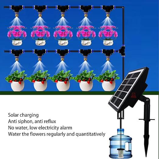 Solar Drip Irrigation System, Automatic Timing Plant Watering Devices Solar Water Pump Ip67 Garden Irrigation System for Greenhouse Garden Lawn