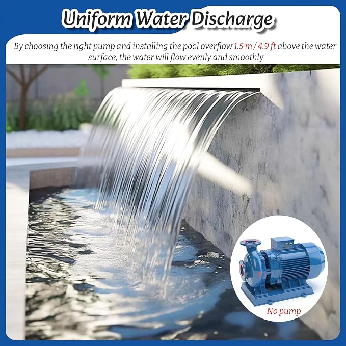 Pond Spillway Waterfall Box 20-200CM with 1M Soft Tube, PVC Connector & Sealing Tape, Light Coffee Color, 115cm Wide Outlet for Garden Water Features