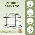 8X10 FT Outdoor Greenhouse with Hygrometer, Polycarbonate Walk-in Green House for Outside, Reinforced Aluminum Frame Greenhouses, Heavy Duty Garden, Patio, Backyard Flower Planting