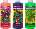 General Hydroponics Flora Series: FloraMicro, FloraBloom, FloraGro - 3-Part Hydroponic Nutrient System, 1 qt. Bottles