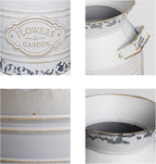 Soyizom Rustic Galvanized Tin Milk Can Decorative White Jug Metal Bucket Flower Pitcher for Farmhouse Decor - Small,7.9"H