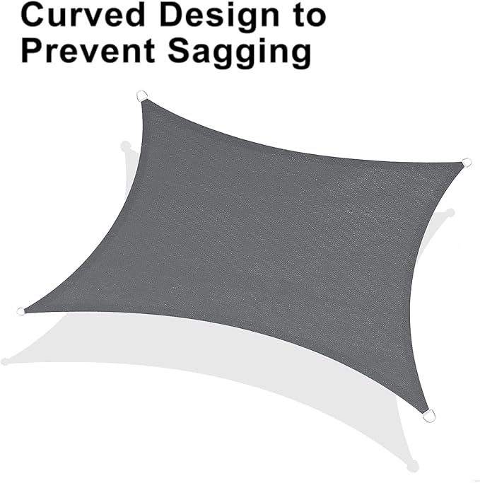 LOVE STORY Custom Size 6'x9' Dark Grey Sun Shade Sail Rectangle UV Block Canopy Patio Sail Sunshades Fabric for Outdoor Garden Carport (We Make Custom Size)