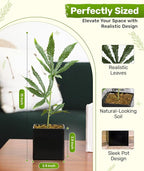 15 Inch Cannabis Fake Weed Plant for Home Decor with Black Pot – Lifelike Artificial Marijuana Leaf, Zero Maintenance Faux Indoor Plant for Room, Office, Shelf, Pranks & Gifts, UV Resistant