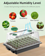 Pawfly Seed Starter Trays, 2 Pack 80 Cells Seed Starter Kit with Adjustable Grow Light Bars & 3.5" Humidity Domes, Seeding Tray with Lids, Reusable Plant Germination Trays for Seed Starting