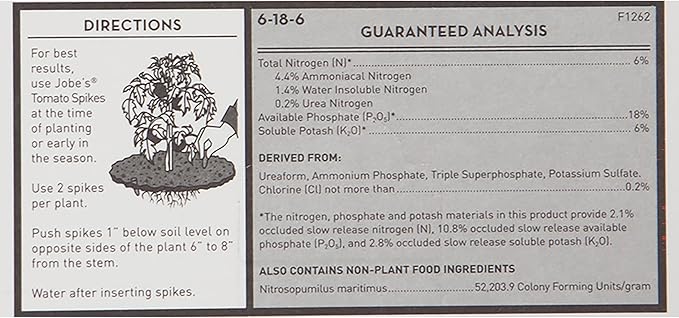 Jobe’s Garden Fertilizer Spikes, Easy Plant Care Fertilizer for Tomato Plants, 18 Count