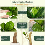 5ft Artificial Fiddle Leaf Fig Tree Tall Large Realistic Fake Ficus Lyrata Plant for Indoor Home Decor Office Living Room Floor Plant Modern Farmhouse Silk Tree 60 Inch Pet Safe Maintenance Free