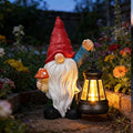 Garden Gnomes Statue with Solar Outdoor Lights, Resin Outdoor Solar Gnome Decorations for Yard Garden, Patio Gnome Gifts for Mom (Art Deco)