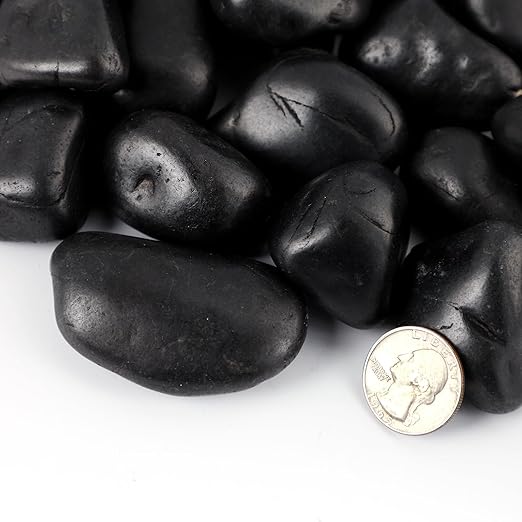 3/4-1 5/8 Inch Black River Pebbles for Vases Pebbles for Indoor Plants Gravel Rocks for Crafts River Rocks 20LB Pebbles Decorative Stones for Plants Outdoor