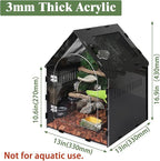 Reptile Terrarium 12.4x12.4x16.2 - Magnetic Front Opening Acrylic Reptile Enclosure, Escape-Proof Black Acrylic Cage for Crested Gecko, Tarantula, Scorpion & Arboreal Pets with Feeding Lid & Wave Roof