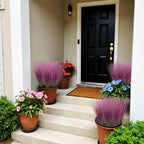 48 Bundles Artificial Grass Plants Outdoor Tall Faux Shrubs Greenery Stems Fake Onion Grasses Wheat UV Resistant for Outside Garden Indoor Office Home Decor（Pink）