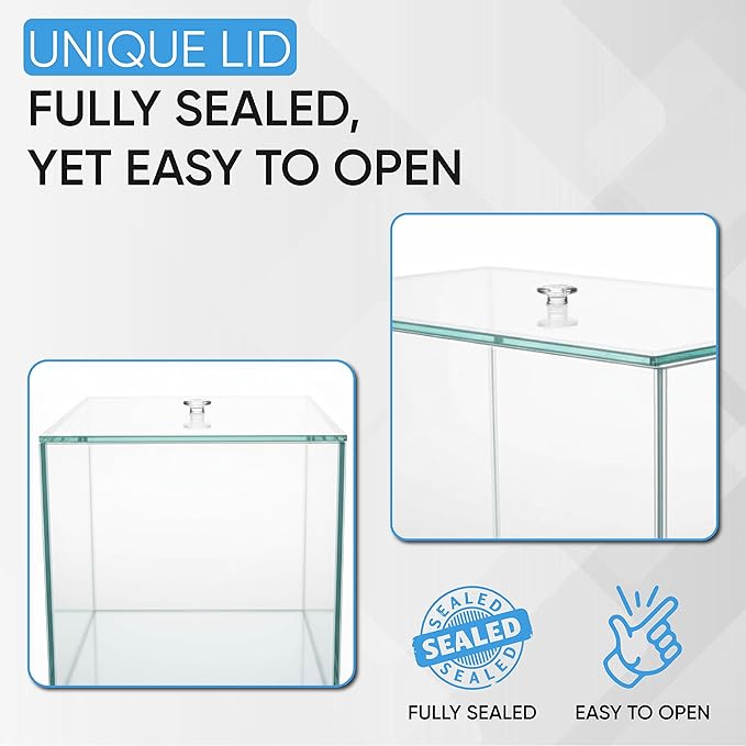 EctoTherm Hermit Crab Tank - 5 Gallon Tank with Lid - Complete Hermit Crab Cage for Large & Small Crabs - Glass Tank