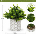 Set of 3 Artificial Potted Plants, Faux Eucalyptus Lavender and Tea Tree Greenery in Cement Pots, Small Fake Plants for Shelf Bathroom Office Desk Decor