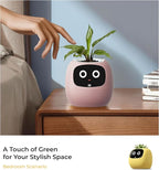 Smart Pet Planter, Smart Plant Pot, With Artificial Intelligence, Time Weather Display, And Multiple Expressions Animation,Lovely Plant Companion, For Desktop Decoration, Gifts,Plant-Free (Blush)